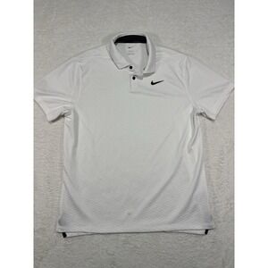 Nike Golf Dri-Fit White Polo Shirt Large Standard Fit Mens Short Sleeve Stretch